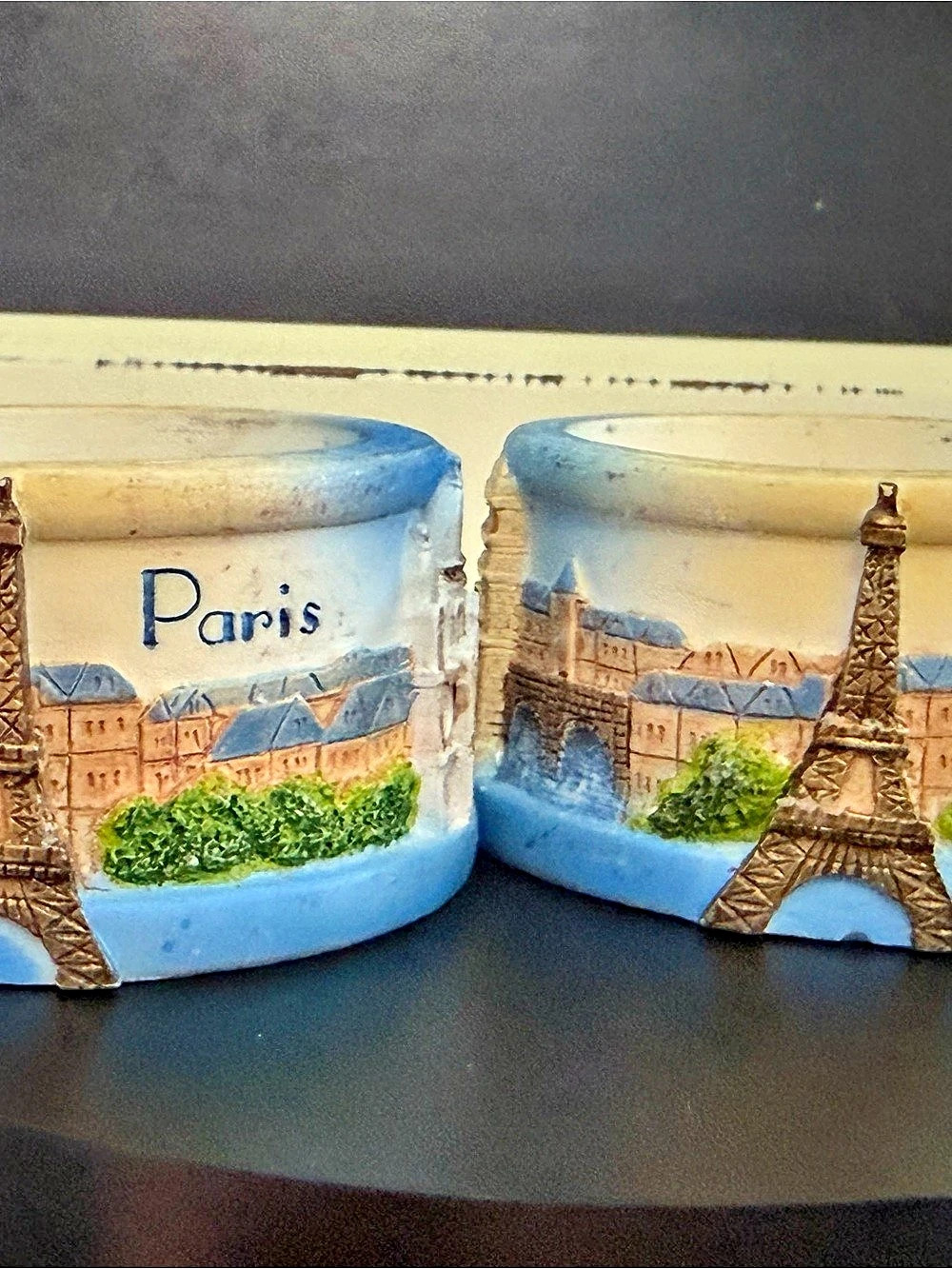 Vintage Paris Blue & White Decorative tea light Containers Set of 2